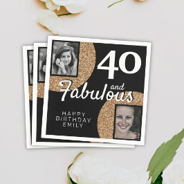 40 und fabulous Gold Glitzer 2 Foto 40. Geburtstag Serviette