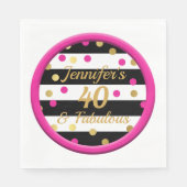 40 und fabulous Hot Pink Birthday Napkins 6,5" Serviette (Vorderseite)
