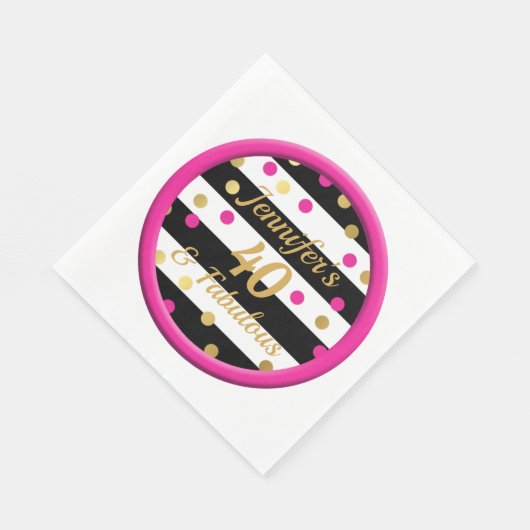 40 und fabulous Hot Pink Birthday Napkins 6,5" Serviette (Ecke)