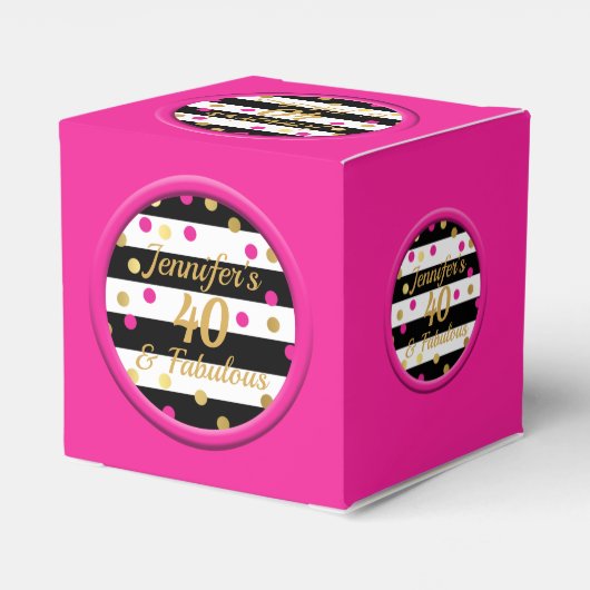 40 und Fabulous Hot Pink Cupcake Box Geschenkschachtel (Rückseite)