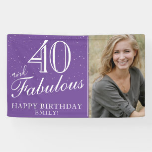 40 und Fabulous Modern Lila 40. Geburtstag Foto Banner