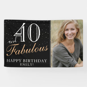 40 und Fabulous Modernes schwarzes 40. Geburtstags Banner