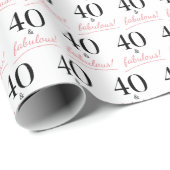 40 und fabulous Pink Black Birthday Geschenkpapier (Rolleneckpunkt)