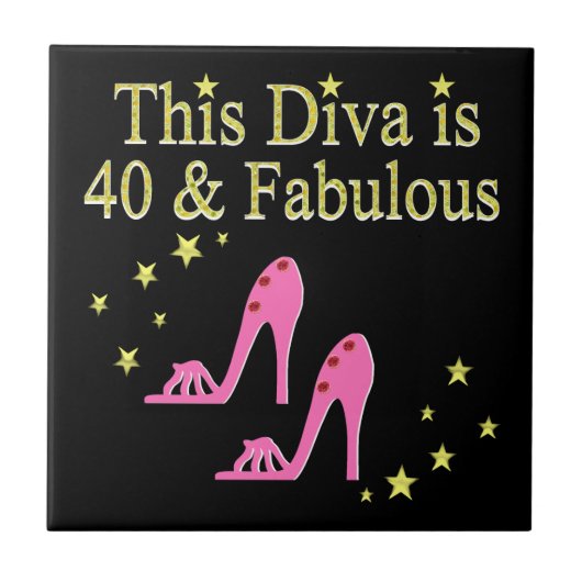 40 UND FABULOUS PINK SHOE QUEEN DESIGN FLIESE (Vorderseite)