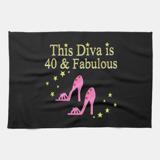 40 UND FABULOUS PINK SHOE QUEEN DESIGN GESCHIRRTUCH (Horizontal)