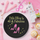 40 UND FABULOUS PINK SHOE QUEEN DESIGN PAPPTELLER (Party)