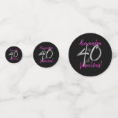 40 und Fabulous Pink und Black Personalisiert Konfetti (Vorderseiten)