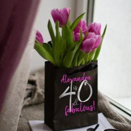 40 und Fabulous Pink und Black Personalisiert Mittlere Geschenktüte