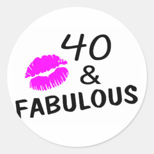 40 und Fabulous (schwarz und rosa) Runder Aufkleber