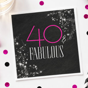 40 und Fabulous Schwarzes Rosa Glamour Funkelnder  Serviette