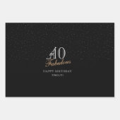 40 und Fabulous Script Modernes Schwarzes 40. Gebu Geschenkpapier Set (Vorderseite)