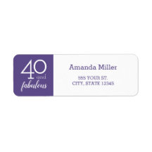 40 und Fabulous Violet und White Address Labels