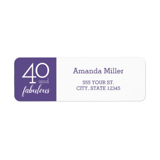 40 und Fabulous Violet und White Address Labels (Vorne)