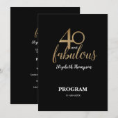 40 und fantastisch 40. Geburtstag Gold Glitter Sch Programm (Vorne/Hinten)