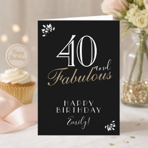 40 und Fantastisch Elegante schwarze 40. Geburtsta Karte