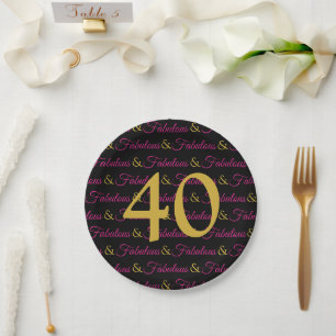 40 und Fantastisch Elegantes Geburtstags-Rosa Gold Pappteller