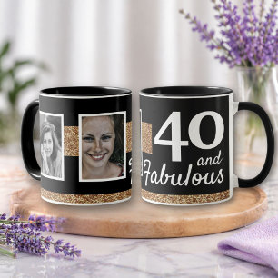 40 und Fantastisch Gold Glitter 2 Foto 40. Geburts Tasse