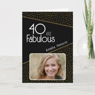 40 und Fantastisch Gold Glitter Foto 40. Geburtsta Karte