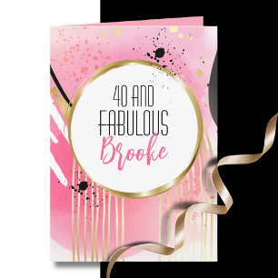 40 und fantastisch Minimal Rosa Gold Schwarz Gebur Karte