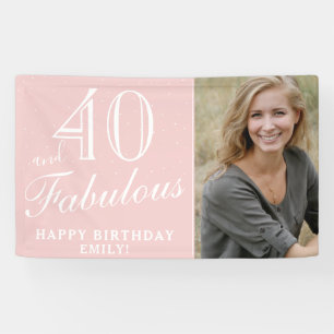 40 und Fantastisch Moderne Pinke 40. Geburtstagsfo Banner