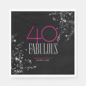 40 und fantastisch Schwarzer Rosa Glamour Funkelnd Serviette (Vorderseite)