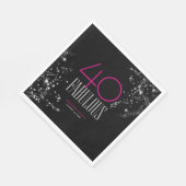 40 und fantastisch Schwarzer Rosa Glamour Funkelnd Serviette (Ecke)