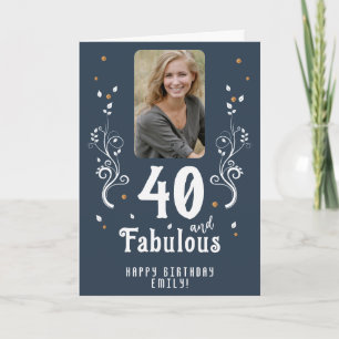 40 und fantastische Laubblatt-Foto 40. Geburtstag Karte