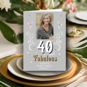 40 und fantastisches Laubwerk 40. Geburtstagsfoto Karte
