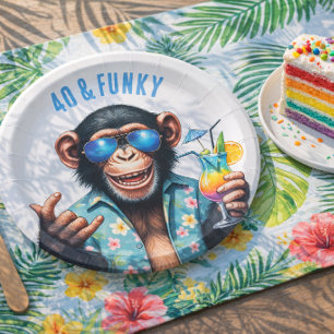 40 und Funky Sommeraffe 40. Geburtstag Pappteller