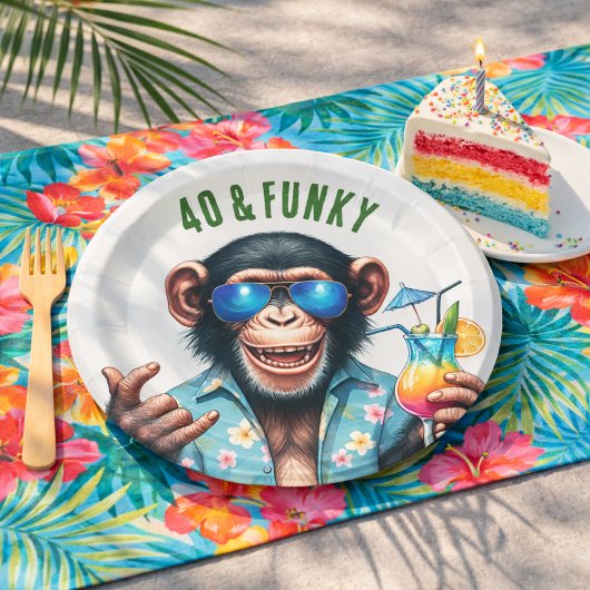 40 und funky Sommeraffe 40. Geburtstag Pappteller
