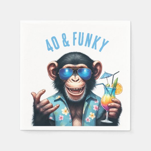 40 und funky Summer Monkey 40. Geburtstag Serviette (Vorderseite)