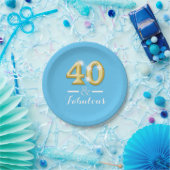 40 und herrlicher Geburtstag blau Pappteller (Party)