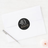 40 und Klasse Moderne Elegant Black Birthday Runder Aufkleber (Umschlag)