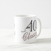 40. und klassische Black Elegant Pink Script Gebur Kaffeetasse (VorderseiteRechts)