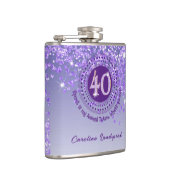 40 und Lila Glitzer- und Getränkekosen Flachmann (Rechts)