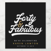 40 und sagenhaft schwarz-weiß weinetikett (Einzelnes Label)