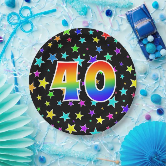 40. Veranstaltung: Fett, Spaß, farbiger Regenbogen Pappteller (Party)