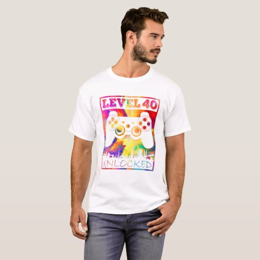 40. Videospiel der Stufe 40 T-Shirt (Vorne ganz)