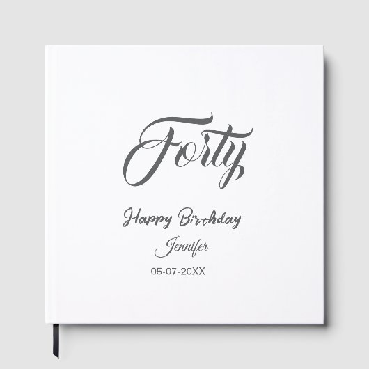 40. vierzigster BuchstabeGeburtstag Name Datum Jah Gästebuch (Vorderseite)