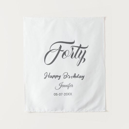 40. vierzigster BuchstabeGeburtstag Name Datum Jah Wandteppich (Vorderseite)