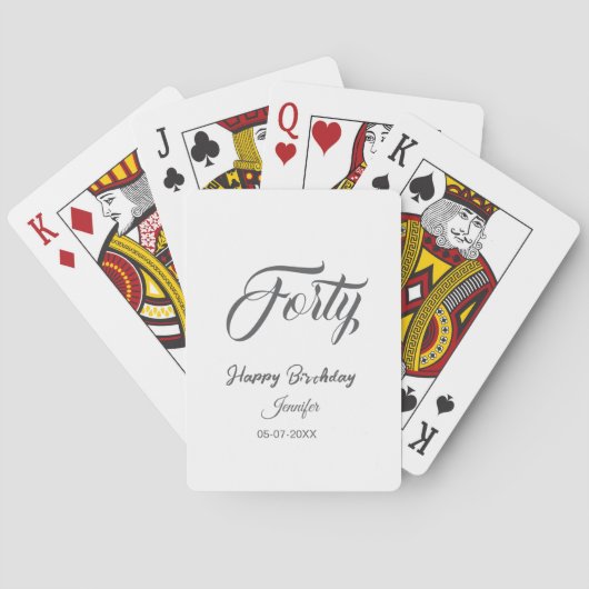 40. vierzigster Geburtstag Name Datum Jahr grau Spielkarten (Rückseite)
