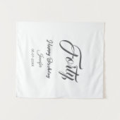 40. vierzigster Geburtstag Name Datum Jahr grau  Wandteppich (Vorderseite (Horizontal))