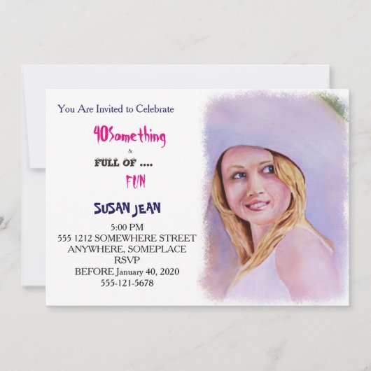 40 WAS & Fun Summer Hat Einladung (Vorderseite)