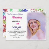 40 WAS & Fun Summer Hat Einladung (Vorne/Hinten)