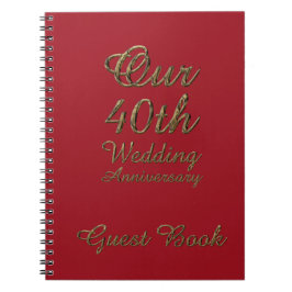 40. Wedding Anniversary Gästebuch Gold Ruby Notizblock