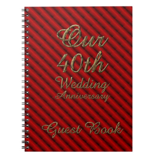 40. Wedding Anniversary Gästebuch Gold Ruby Notizblock (Vorderseite)