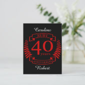 40. Wedding ANNIVERSARY RUBY Postkarte (Stehend Vorderseite)