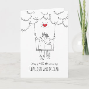 40. Wedding Ruby Jubiläum Red Heart Swing Card Karte