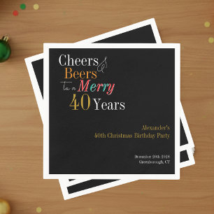 40. Weihnachts-Geburtstags Cheers Beers Frohe Serviette