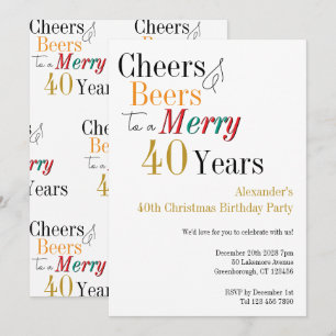 40. Weihnachts-Geburtstags-Cheers und Bier Merry Einladung